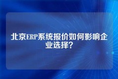 北京ERP系统报价如何影响企业选择？